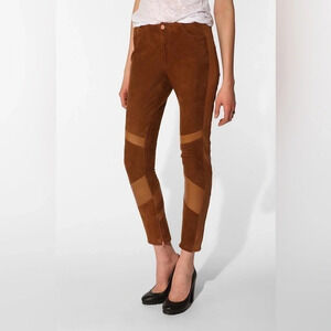 DAGMAR The Daryl Pant Cognac Sz 38 100% Leather Suede Pants US 8 Zip Ankle Tux